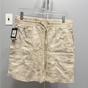 NWT Beige Drawstring Skort with Pockets